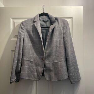 Ann Taylor Light Gray Checkered Blazer